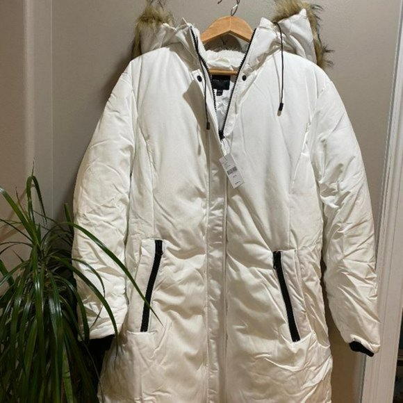 Lane Bryant pure white hooded puffer parka - Plus 18 / 20 - Picture 2 of 6